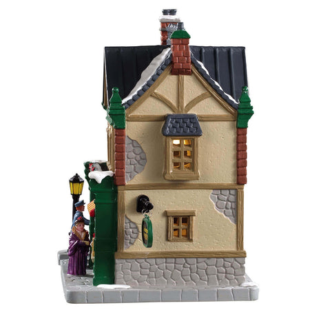 Edificio illuminato "Caddington Post" in Porcellana, per Villaggio di Natale, 19 x 19,1 x 12,5 cm
