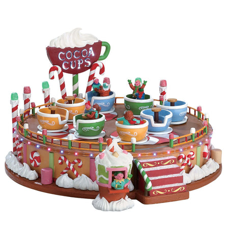 Decorazione "Tazze di cacao set di 2" per Villaggio di Natale e presepe, in Plastica da h 29,2 cm