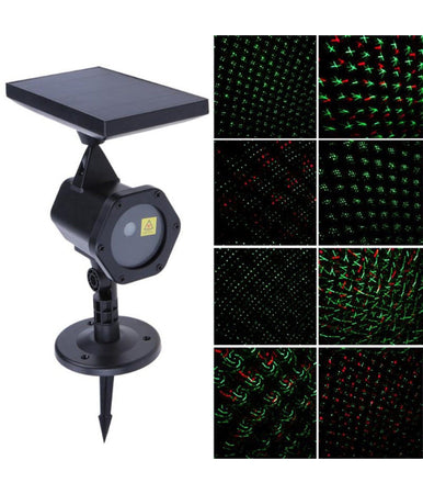 Proiettore Laser Con Pannello Solare Natalizio Fascio Luce Verde Rosso