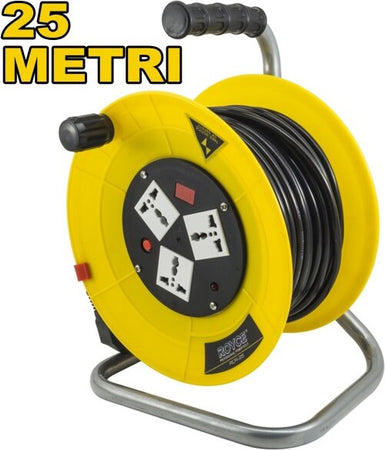 Prolunga Avvolgicavo Elettrico Presa Schuko 3 Prese Cavo 25 Mt Metri Rcr-25 Fai da te/Materiale elettrico/Gestione del cavo/Bobine per cavo Trade Shop italia - Napoli, Commerciovirtuoso.it