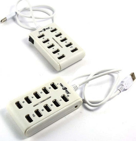 Prolunga-Ciabatta-Hub-10-Porte-Usb-2.0-Multipresa-Moltiplicatore-10-Porte-Usb
