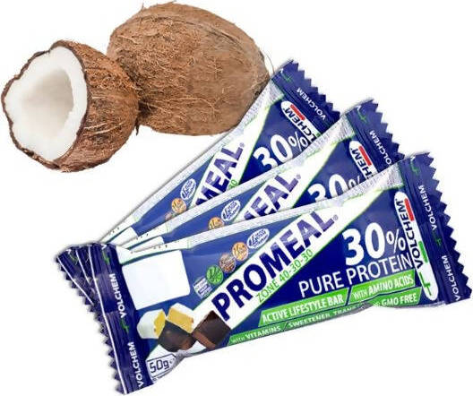 24 pezzi Promeal 30% proteine cocco barrette proteiche 50 gr Volchem, confezione da 24 pezzi barrette dietetiche Non solo caffè online - Albano Laziale, Commerciovirtuoso.it