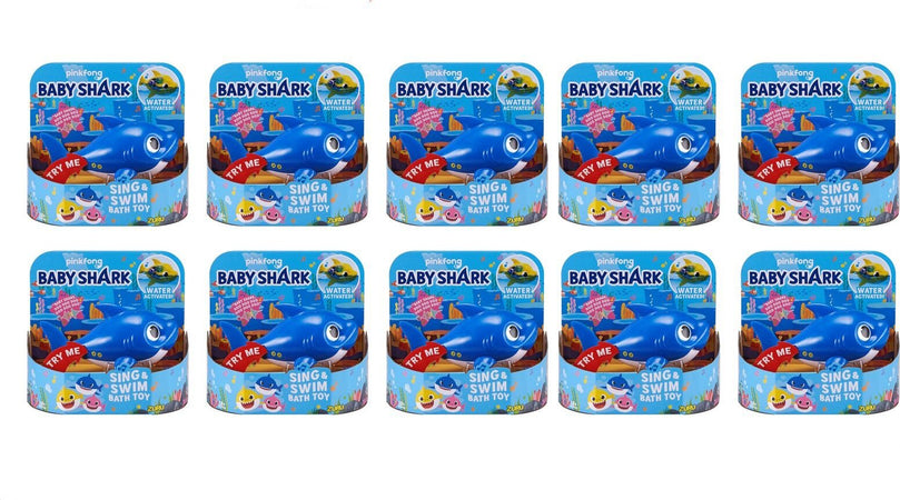 Promo 10 Pezzi Pinkfong Baby Shark Giocattolo da Bagno Canta e Nuota a Batteria Blu per Bambini +18 Mesi, Nuota per Davvero! Rivenditore