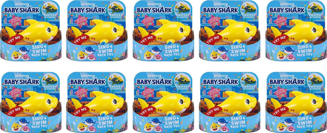 Promo 10 Pezzi Pinkfong Baby Shark Giocattolo da Bagno Canta e Nuota a Batteria Giallo per Bambini +18 Mesi, Nuota per Davvero! Rivenditore