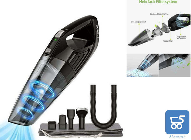 Promo Aspirapolvere portatile Holife HM164A Aspirabriciole Batteria 7.4V 2200mAh 40W Ricaricaile Lavabile senza sacchetto completa di accessori