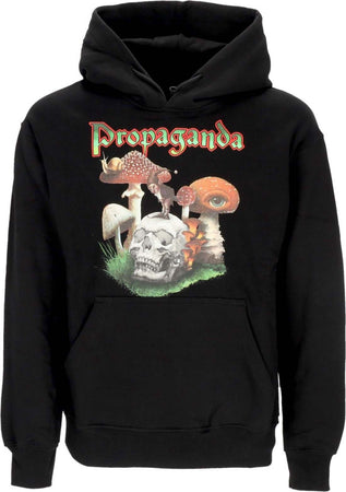 PROPAGANDA-Felpa-Cappuccio-Uomo-Amanita-Hoodie-Black-da-uomo