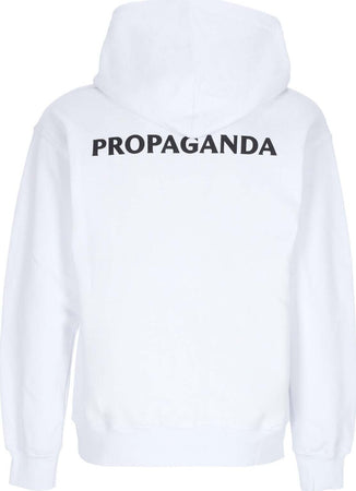 PROPAGANDA-Felpa-Cappuccio-Uomo-Logo-Fire-Hoodie-White-da-uomo