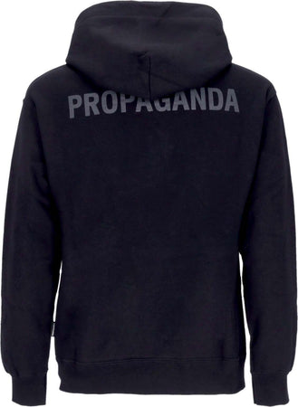 PROPAGANDA-Felpa-Cappuccio-Uomo-Logo-Hoodie-Black-da-uomo
