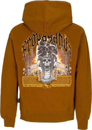 PROPAGANDA-Felpa-Cappuccio-Uomo-Saudi-Hoodie-Brown-da-uomo