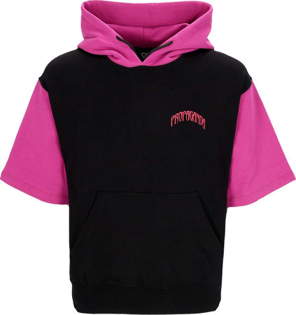 PROPAGANDA-Felpa-Leggera-Cappuccio-Manica-Corta-Uomo-Triangle-Panther-Short-Hoodie-Black-da-uomo