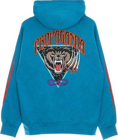 PROPAGANDA-Felpa-Leggera-Cappuccio-Uomo-Grizzly-Hoodie-Turquoise-da-uomo