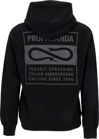 PROPAGANDA-Felpa-Leggera-Cappuccio-Uomo-Label-Hoodie-Black-da-uomo