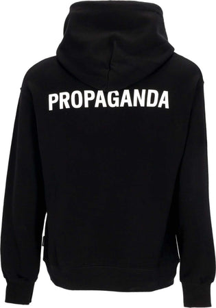PROPAGANDA-Felpa-Leggera-Cappuccio-Uomo-Logo-Hoodie-Black-da-uomo