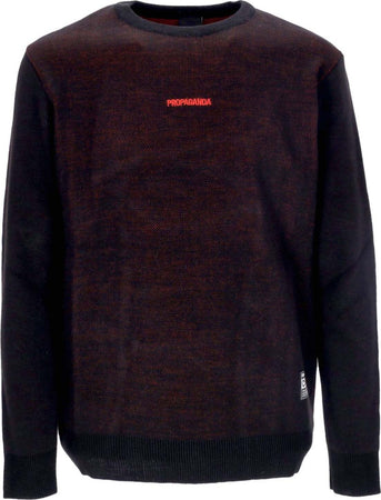 PROPAGANDA-Maglione-Uomo-Jacquard-Jumper-Black/red-da-uomo