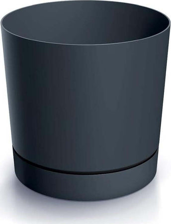 Prosperplast-Vaso-Piante-Cilindro-con-Sottovaso-Integrato-TUBO-P-Antracite-23,9x23,1cm