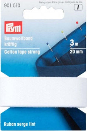 PRYM---FETTUCCIA-DI-COTONE-RESISTENTE-20MM-x-3MT---COLORE-BIANCO