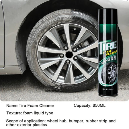 Schiuma Tire Foam Cleaner Pulitore Detergente Lucida Gomme e Cerchi Auto 650Ml Spray
