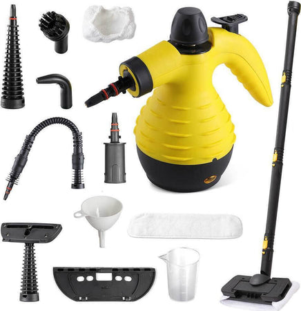 Pulitore-Vapore-Portatile-1050W-300ml-3-bar-Accessori-Pulizia-Scopa-Telescopica