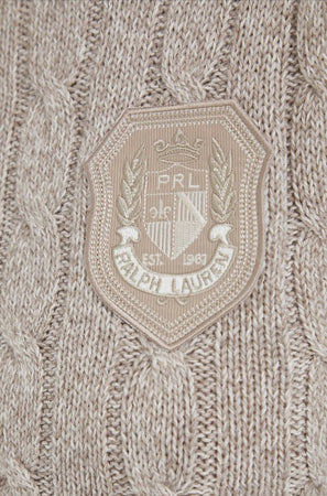 Pullover-Ralph-Lauren-Maglione-Donna-Trecce-Girocollo-In-Cotone-Beige-Melange