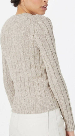 Pullover-Ralph-Lauren-Maglione-Donna-Trecce-Girocollo-In-Cotone-Beige-Melange