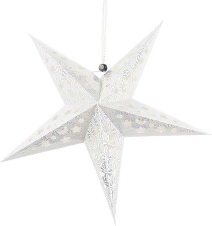 Puntale-a-stella-tridimensionale-per-albero-di-natale-in-carta-Bianca