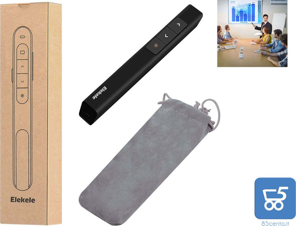 Puntatore Laser Multimediale Professionale, Presentatore Power Point 2.4 Ghz PC Office, Wireless 100 m Lunga Durata (Elekele)