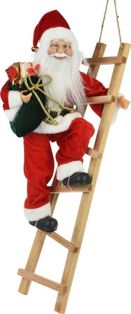 Pupazzetto di Babbo Natale, colore Rosso e Bianco, con scala, decorazione da 30 x 65 cm Casa e cucina/Decorazioni per interni/Addobbi e decorazioni per ricorrenze/Decorazioni natalizie/Schiaccianoci MagiediNatale.it - Altamura, Commerciovirtuoso.it