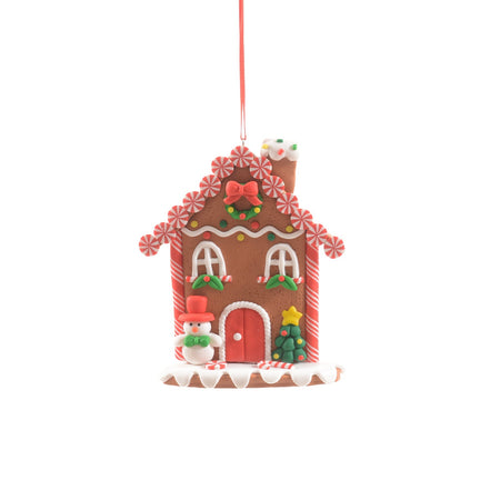 Pendaglio a forma di casa natalizia in argilla morbida per decorazioni natalizie h 12 cm