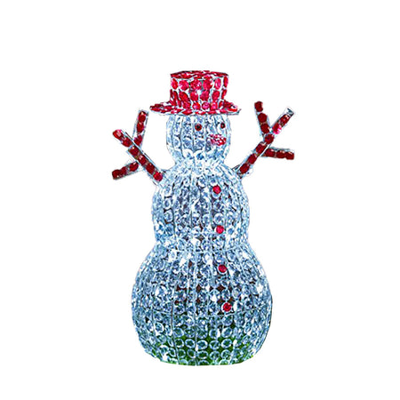 Pupazzo di neve 3D con 180 led color bianco per decorazioni natalizie h 80 cm