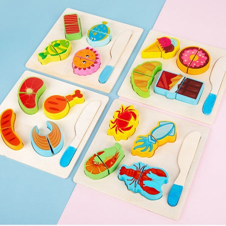 Puzzle-3d-Blocchi-Legno-Educativo-Colorato-Gioco-Bambini-Verdure-Frutti-Mare