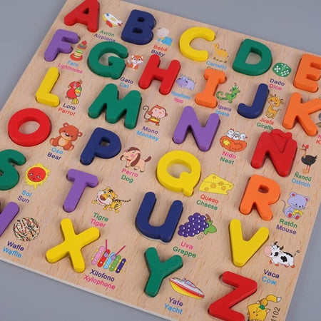 Puzzle-Alfabeto-3d-Giocattolo-Educativo-Bambini-Puzzle-3d-Lettere-Legno-Colorate