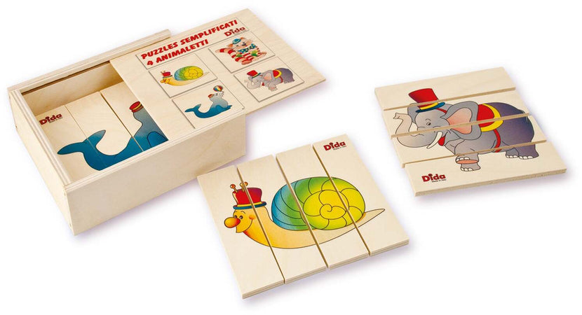 Puzzle Semplificato - Animaletti (4 Tavole) in Legno Gioco per Bambini