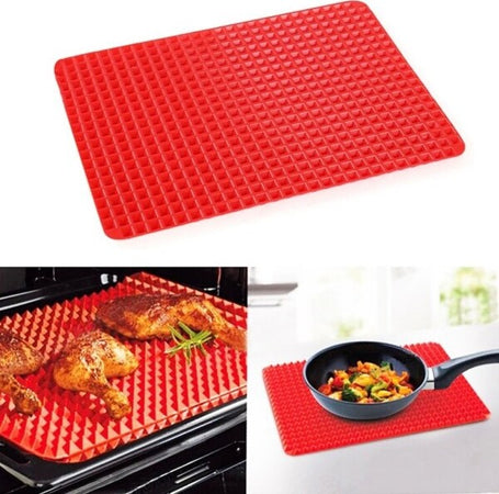 Pyramid-Pan-Tappeto-In-Silicone-Forno-Microonde-Antiaderente-Teglia-Scola-Grassi