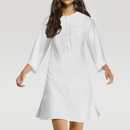 Camicia da notte donna Liu Jo DL0090 42, apertura con bottoni, manica lunga, tessuto viscosa ed elastan, Made in Italy