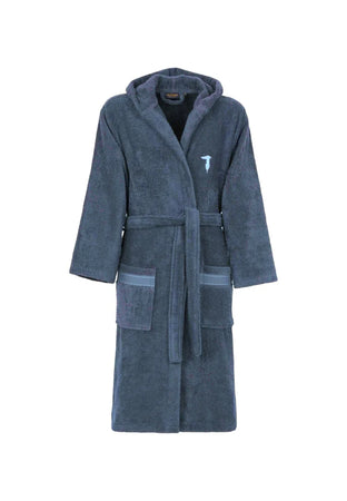 Trussardi Home Accappatoio con Cappuccio in Puro Cotone Ribbon S100