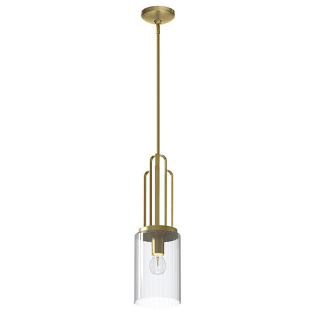 Sospensione Contemporanea Kimrose Acciaio Ottone Spazzolato Vetro 1 Luce E27