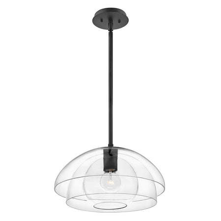 Sospensione Contemporanea Lotus Acciaio Nero Vetro 1 Luce E27