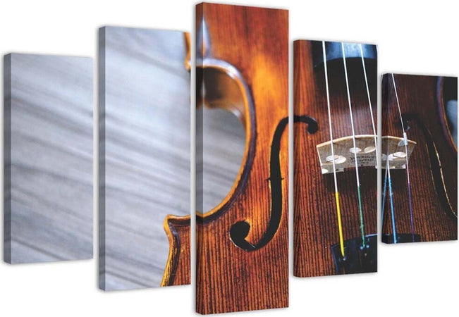 Quadri-Quadro-5-pezzi-Stampa-su-tela-Musica-per-violino