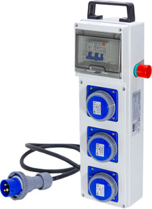 QUADRO ELETTRICO DA CANTIERE ASC 220V MONOFASE CON 3 PRESE IP67 DA 16A + FUNGO DI EMERGENZA