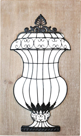 Quadro Il Legno con Vaso In Rilievo In Ferro Battuto Nero Quadro Shabby 51 X 30,5 Cm Design Country Casa e cucina/Decorazioni per interni/Arte/Poster e stampe Ideart - Valdilana, Commerciovirtuoso.it