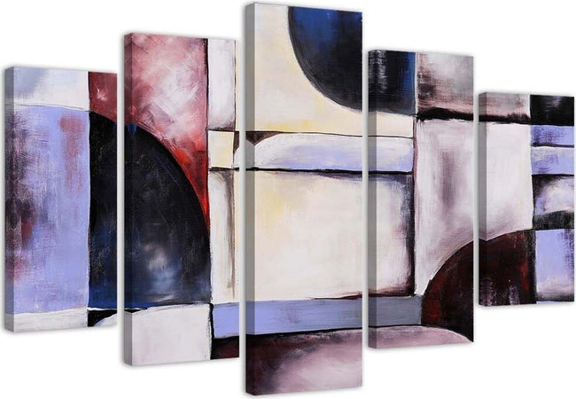 Quadro-su-tela-5-pannelli-Astrazione-viola