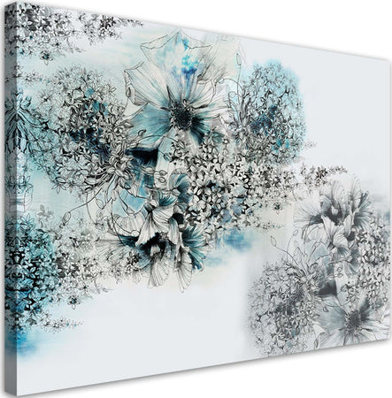 Quadro-su-tela,-Astrazione-dei-fiori-blu