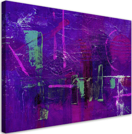 Quadro-su-tela,-Astrazione-dipinta-a-mano-viola