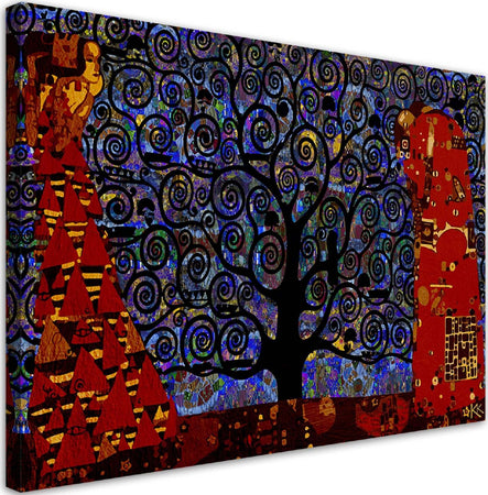 Quadro-su-tela,-Blue-Tree-of-Life-Abstraction