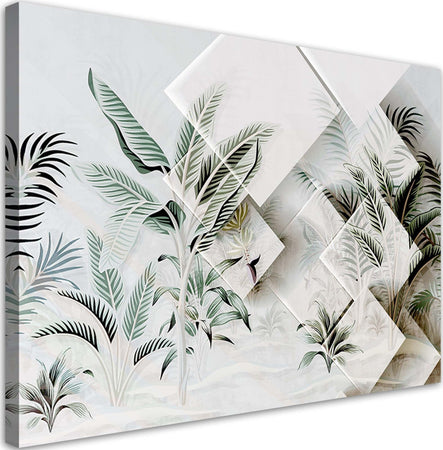 Quadro-su-tela,-Foglie-3D-verdi