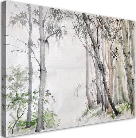 Quadro-su-tela,-Foresta-di-alberi-grigi-dipinti