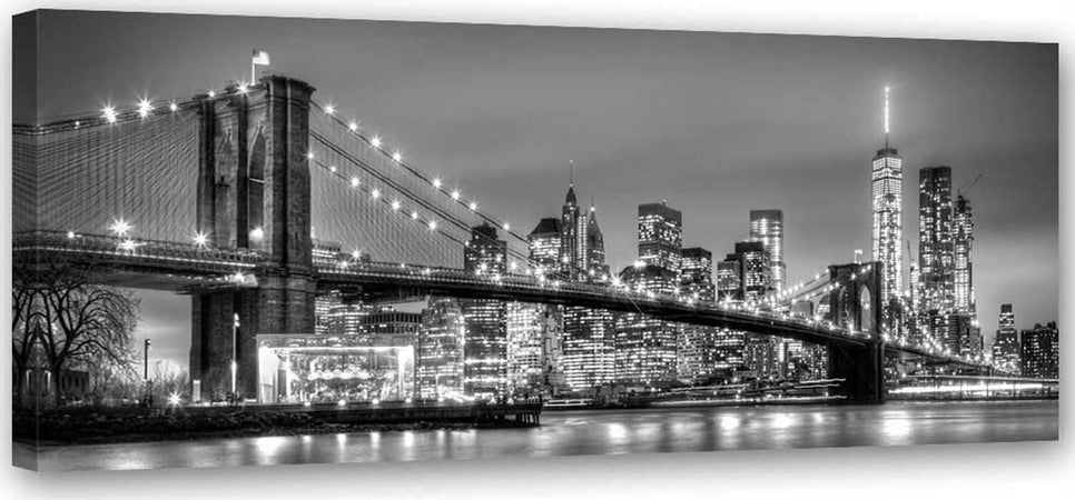 Quadro-su-tela,-New-York-Ponte-di-Brooklyn-Panorama