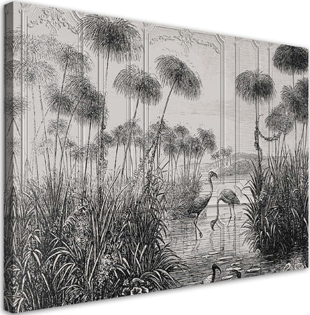 Quadro-su-tela,-Uccelli-nello-stagno