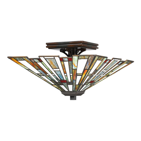 Plafoniera Tiffany Maybeck Acciaio Bronzo Valiant 2 Luci E27