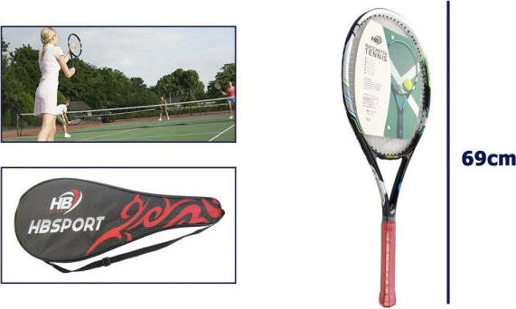 Racchetta-Da-Tennis-69cm-Rossa-Nera-Resistente-Allenamento-Borsa-Trasporto-06039